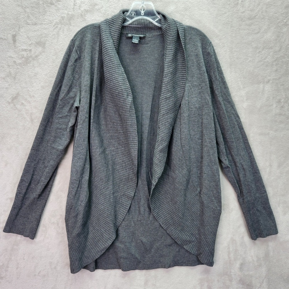 INC International Concept Womens Medium Gray Knit Cardigan Sweater Career Office